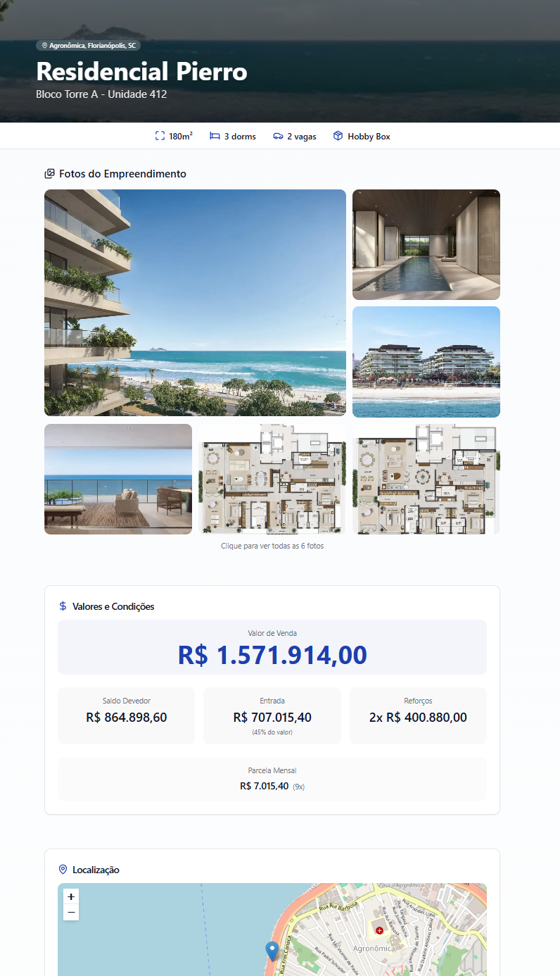 Landing page profissional de unidade com fotos, valores e localização